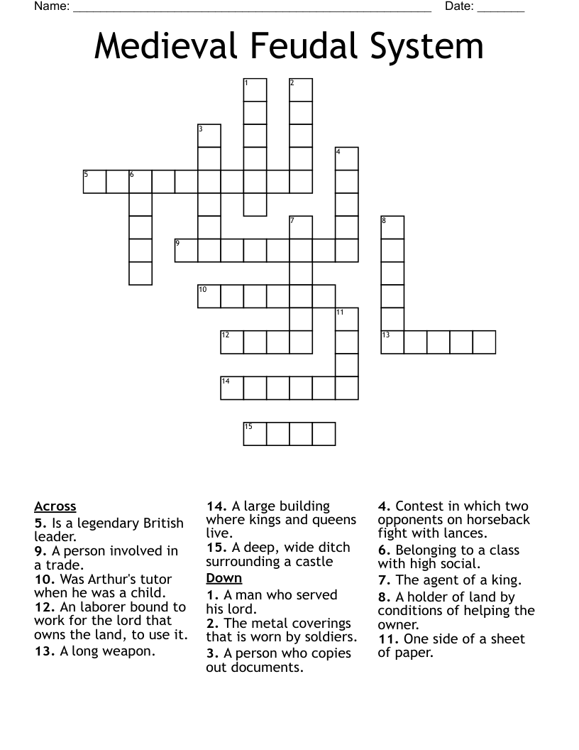 Medieval Feudal System Crossword