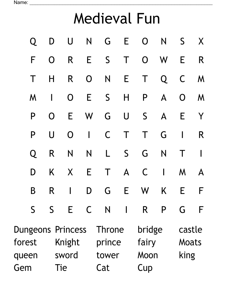 Medieval Fun Word Search