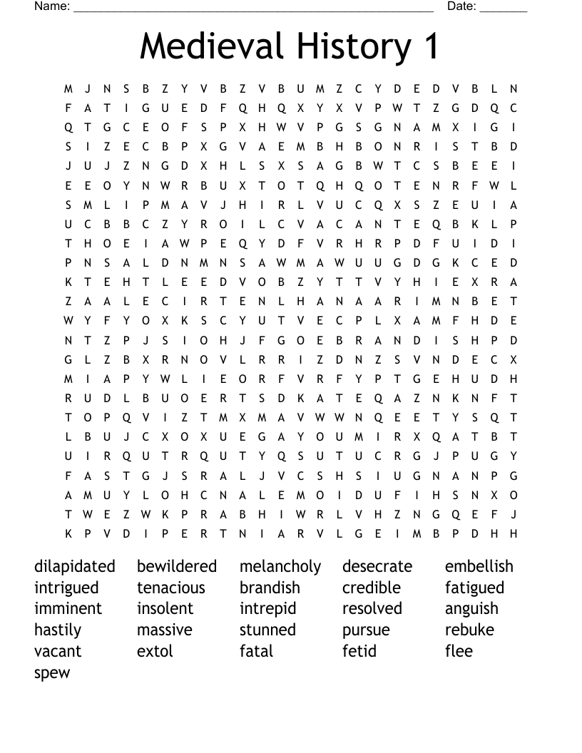 Medieval History 1 Word Search
