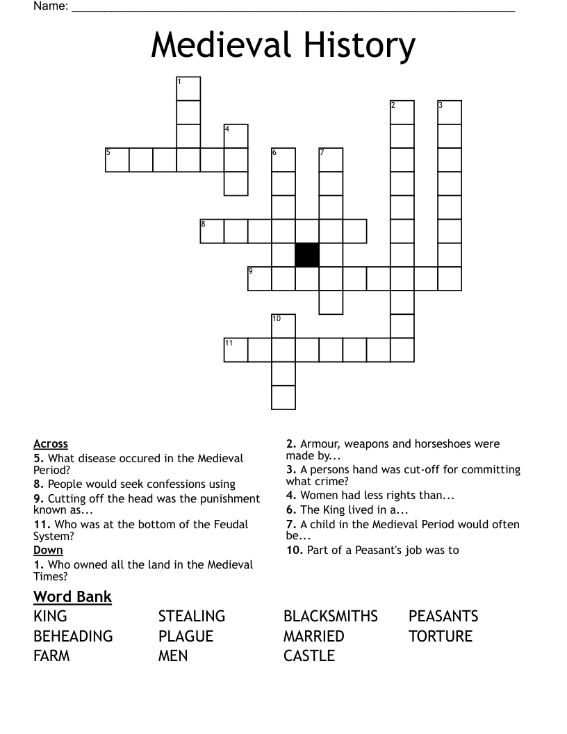 Medieval History  Crossword