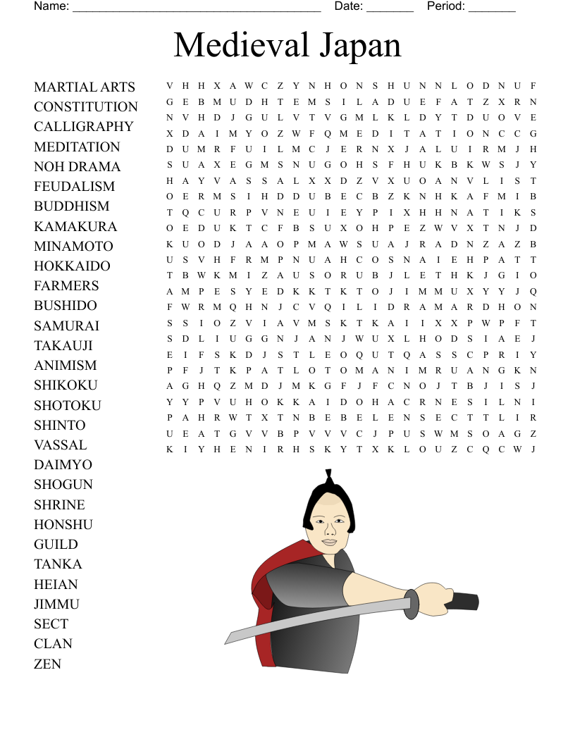 Medieval Japan Word Search