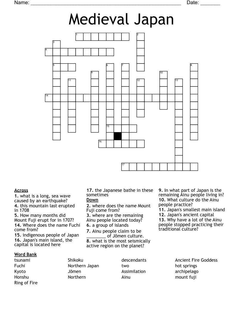 Medieval Japan Crossword