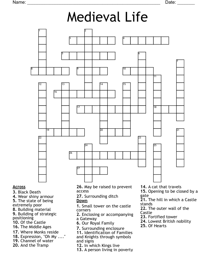 Medieval Life Crossword