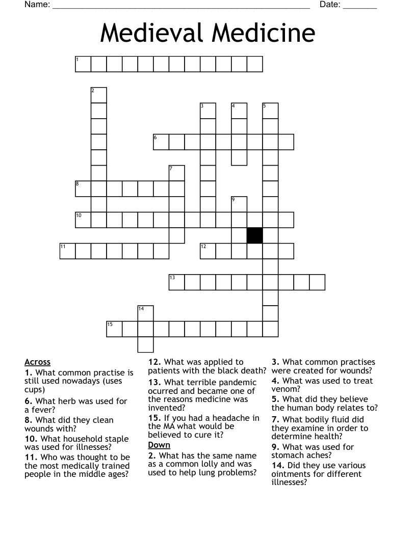 Medieval Medicine Crossword