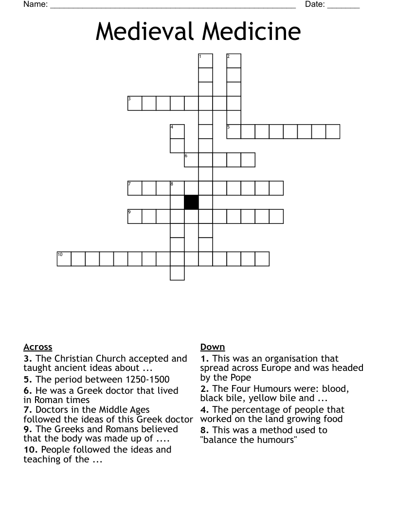 Medieval Medicine Crossword