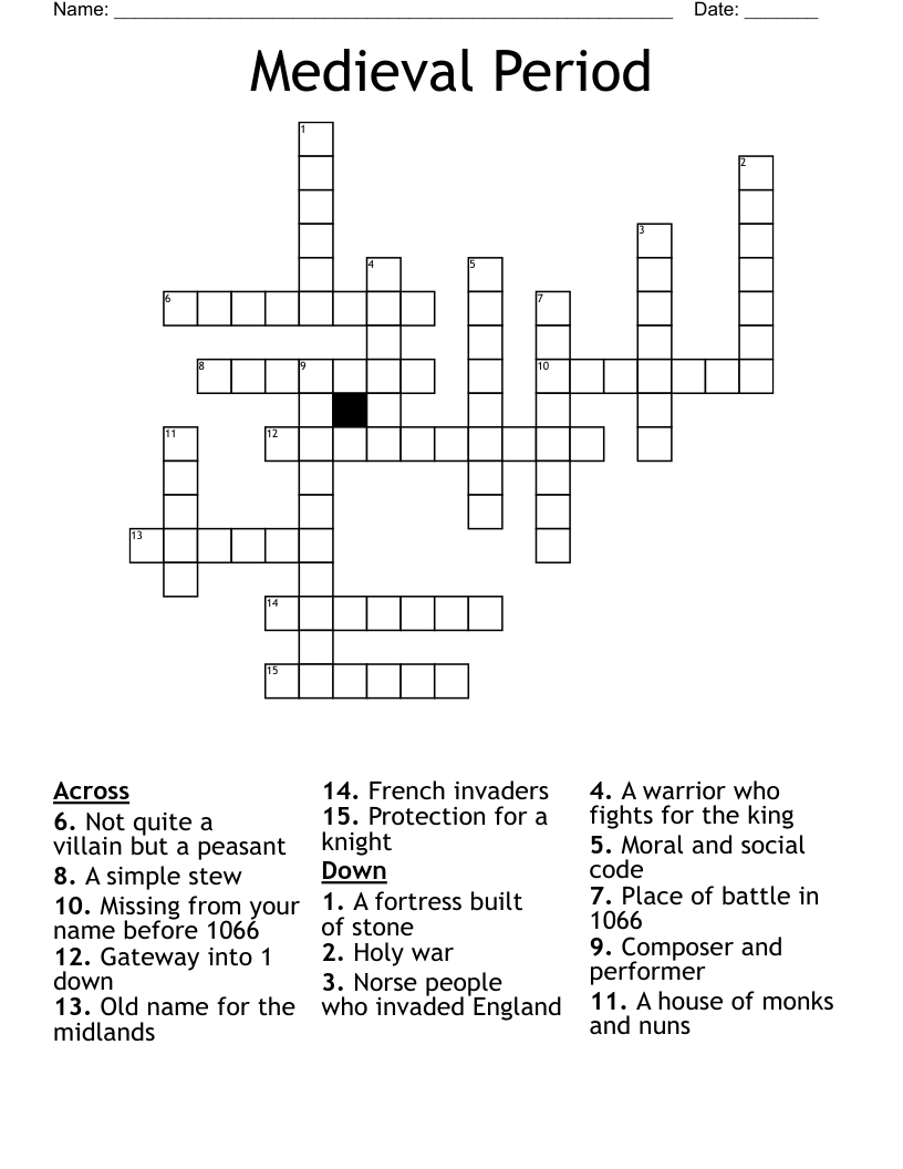 Medieval Period Crossword