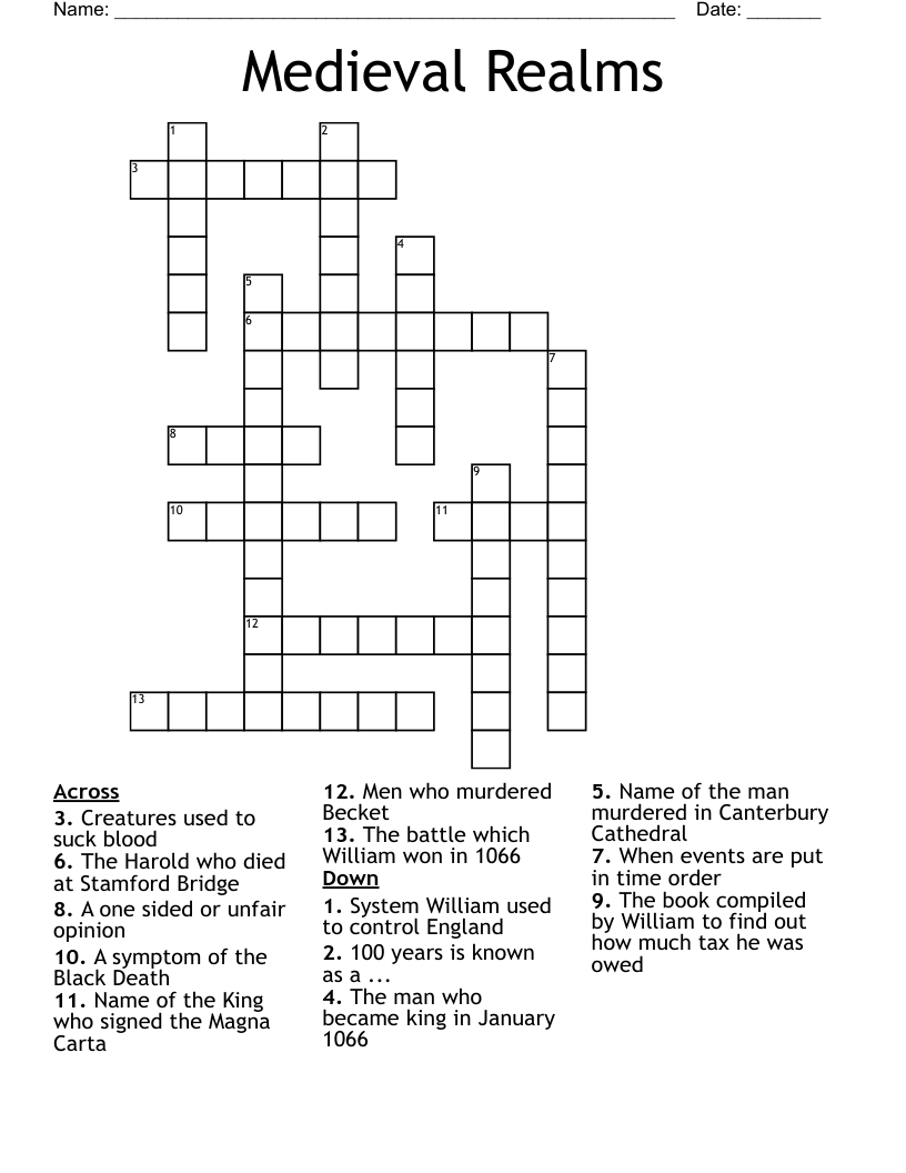 Medieval Realms Crossword