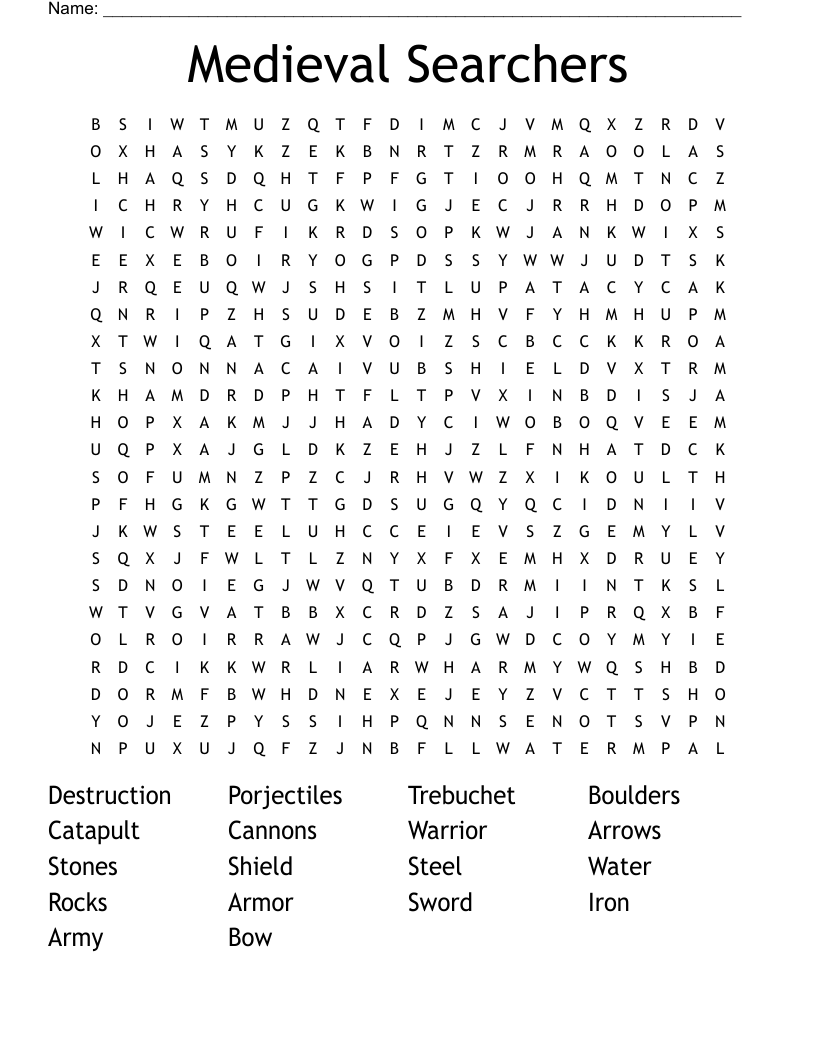 Medieval Searchers Word Search
