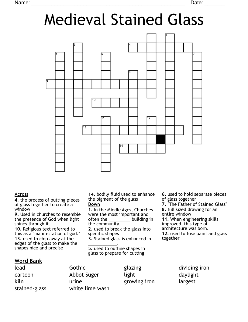 Medieval Stained Glass Crossword
