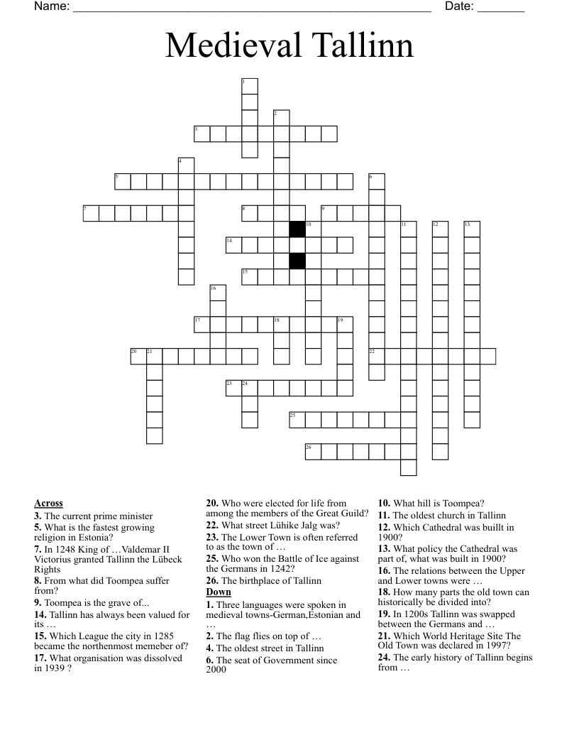 Medieval Tallinn Crossword