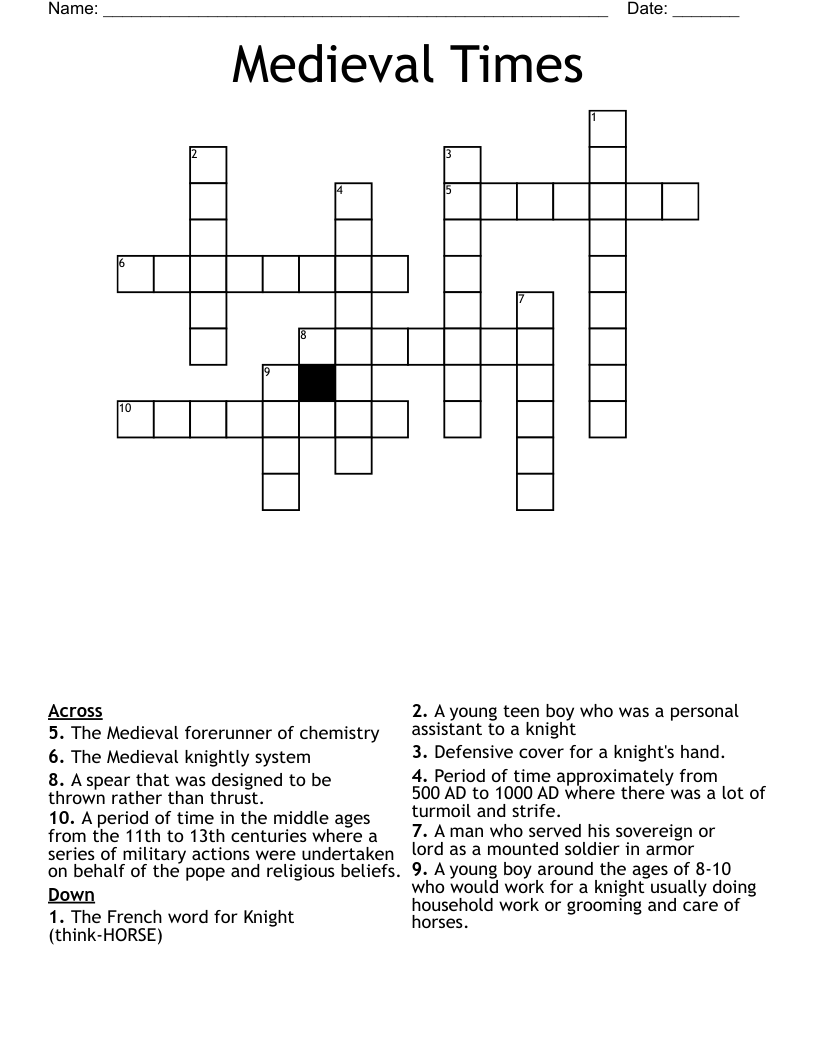 Medieval Times Crossword