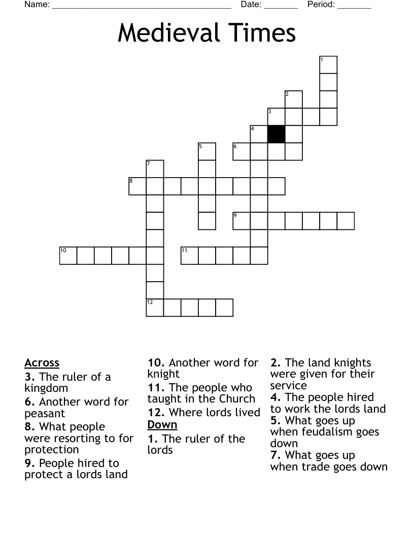 Medieval Times Crossword