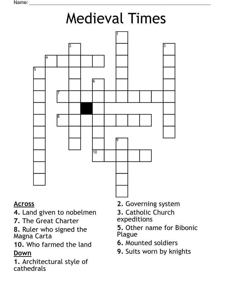 Medieval Times Crossword