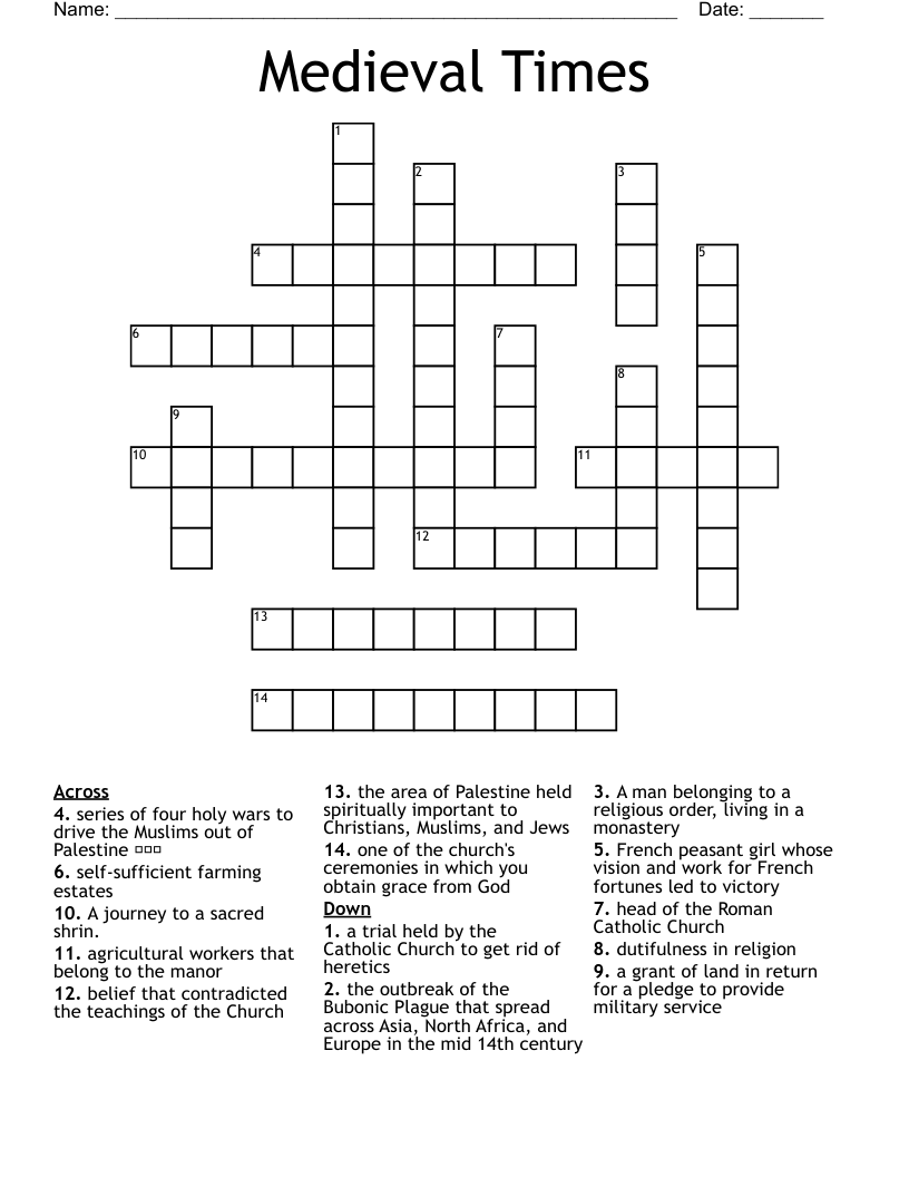 Medieval Times Crossword