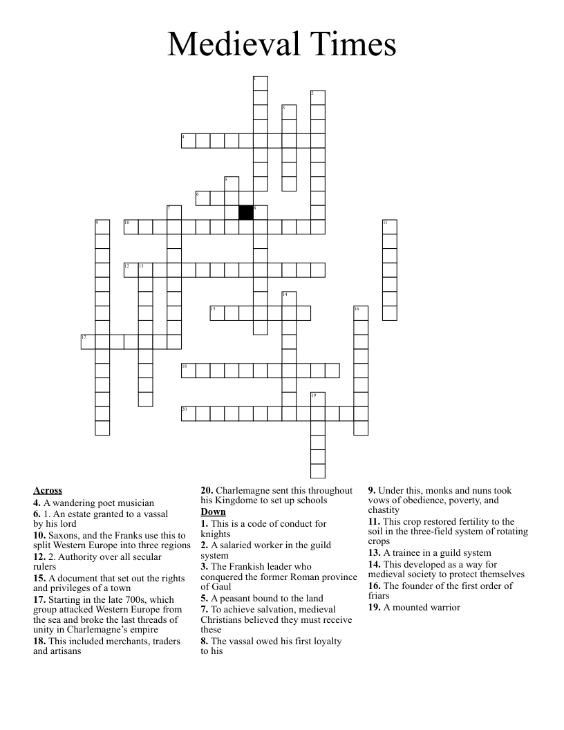Medieval Times Crossword