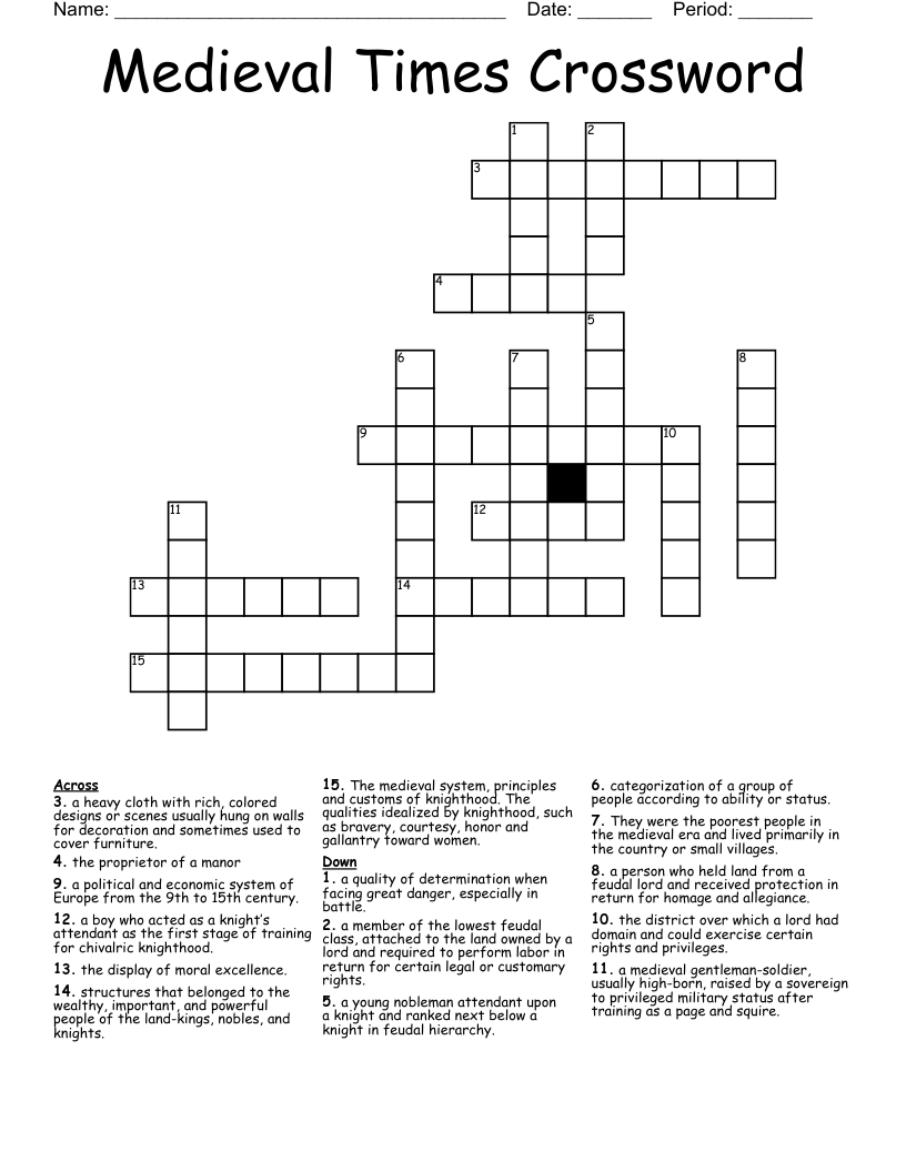Medieval Times Crossword