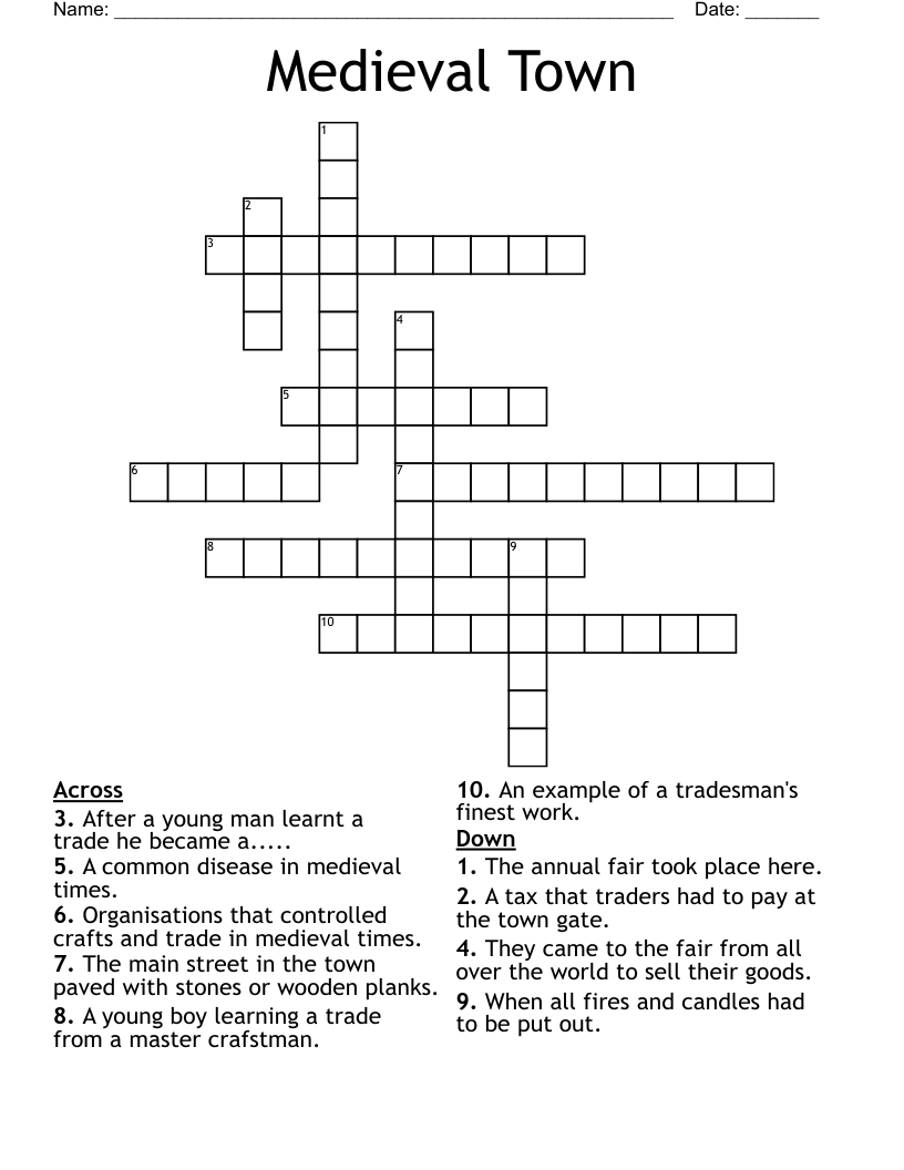 Medieval Town Crossword