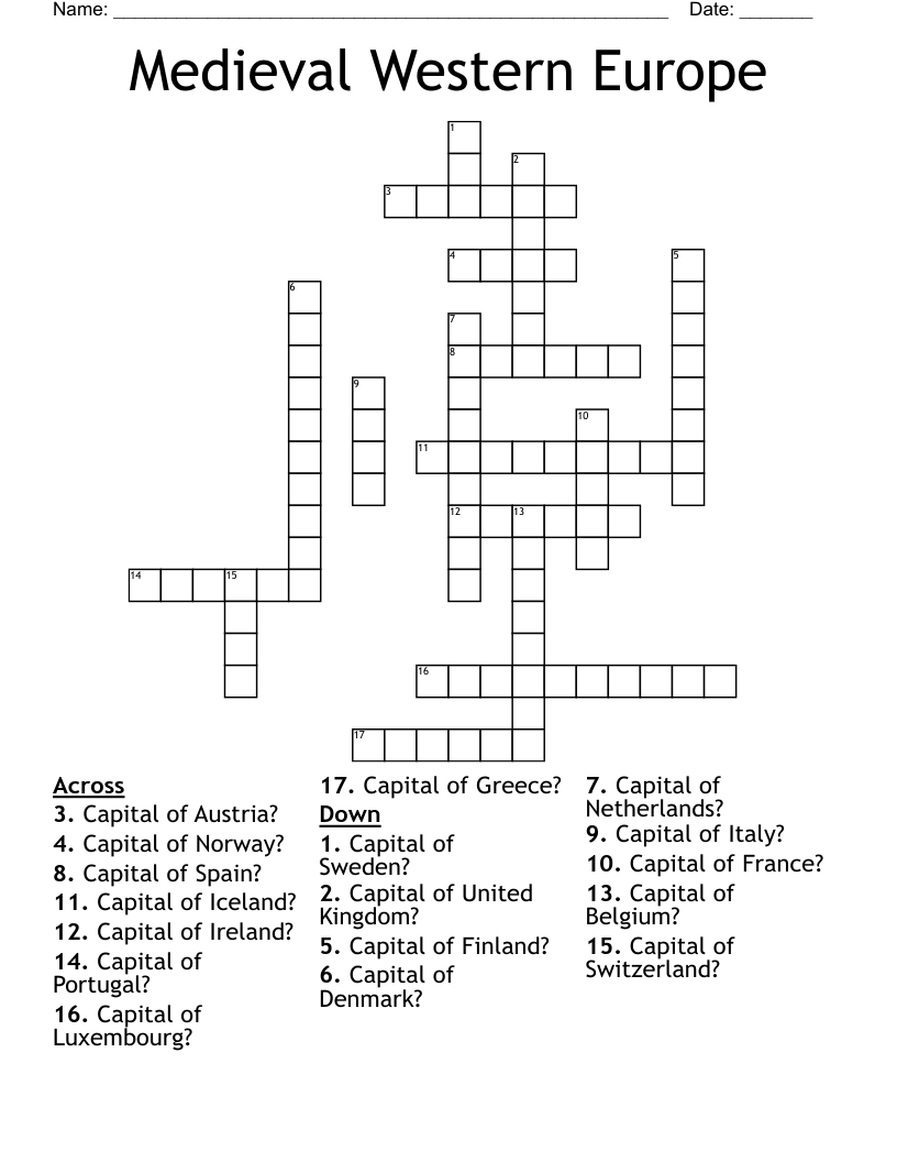 Medieval Western Europe Crossword