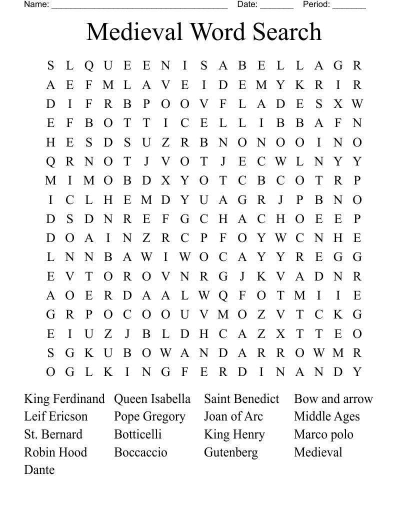 Medieval Word Search