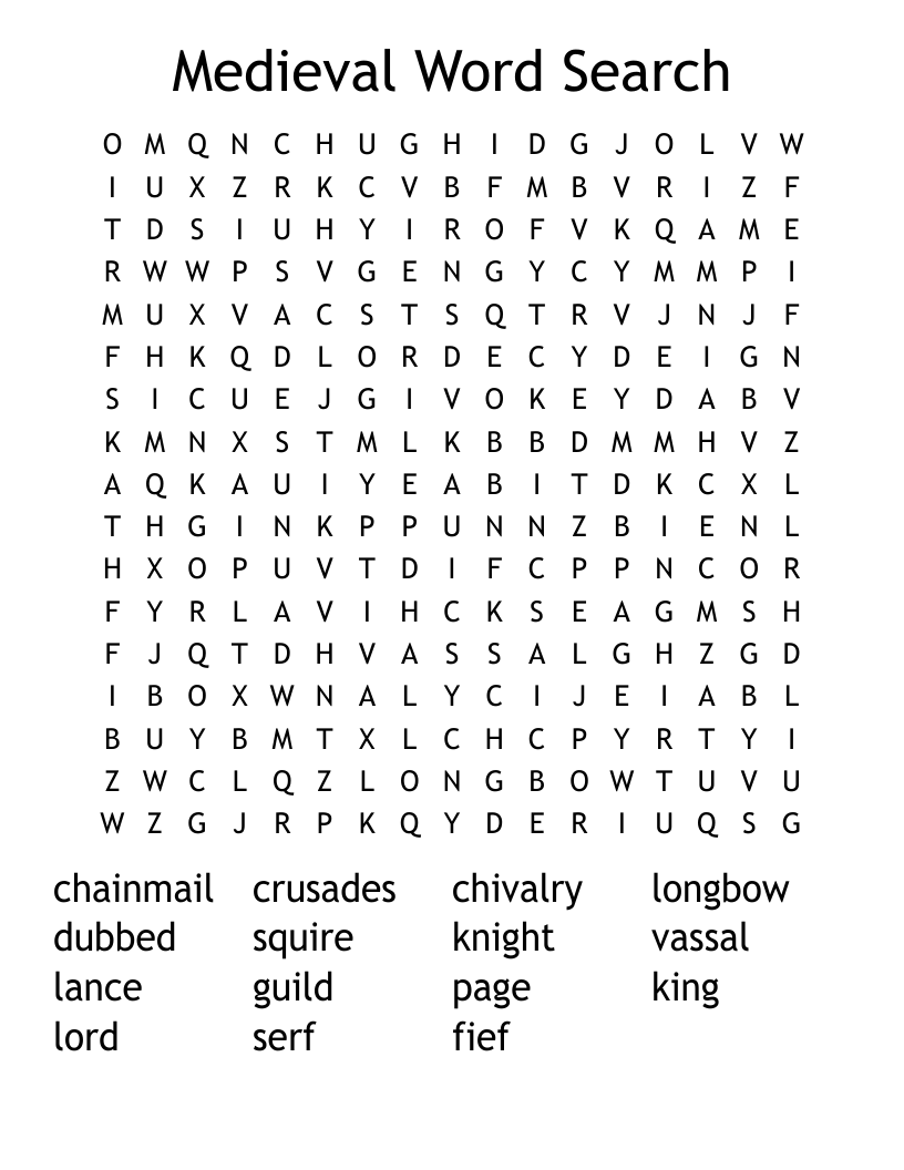 Medieval Word Search 