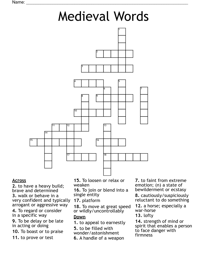 Medieval Words Crossword
