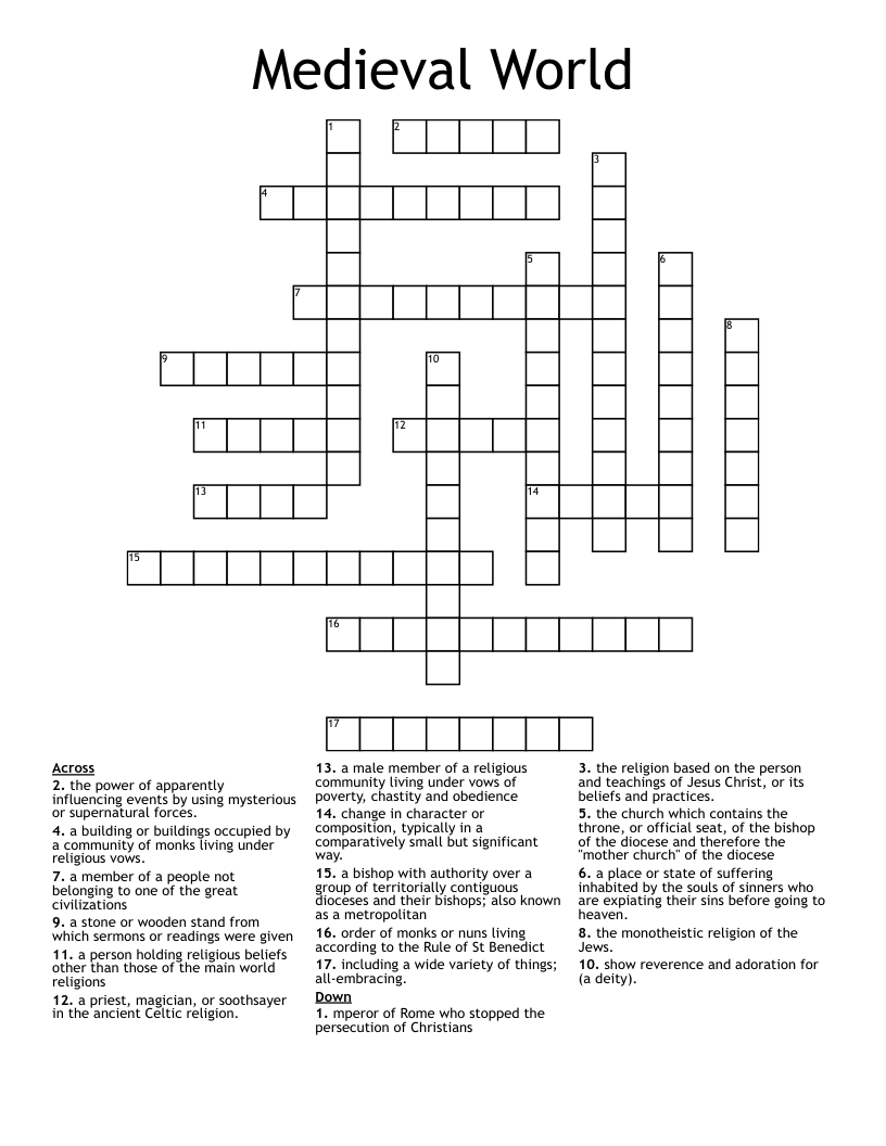 Medieval World Crossword