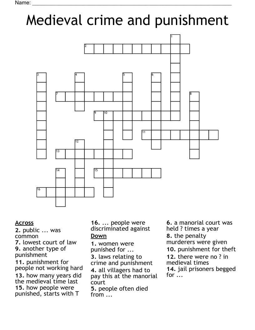 Medieval crime and punishment Crossword