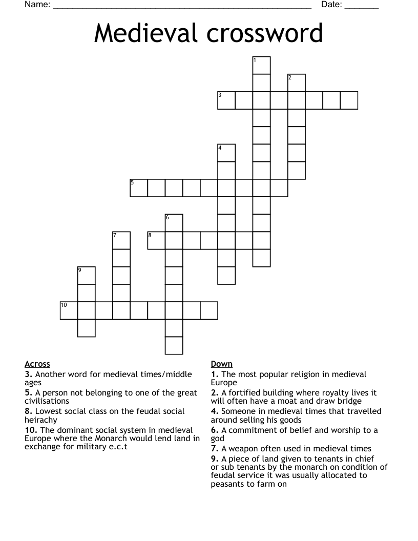 Medieval crossword