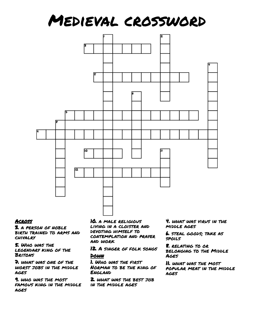 Medieval crossword