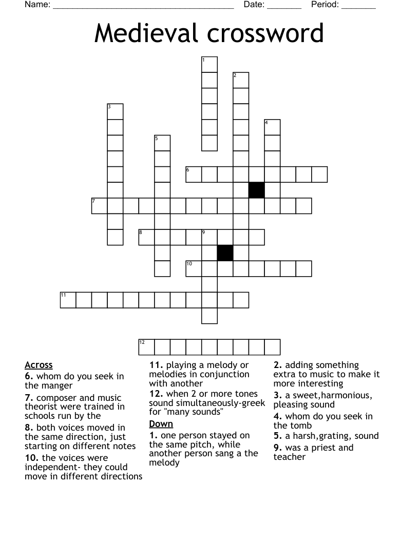 Medieval crossword