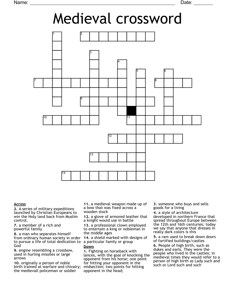 Medieval crossword