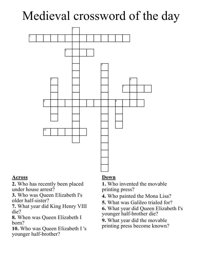 Medieval crossword of the day