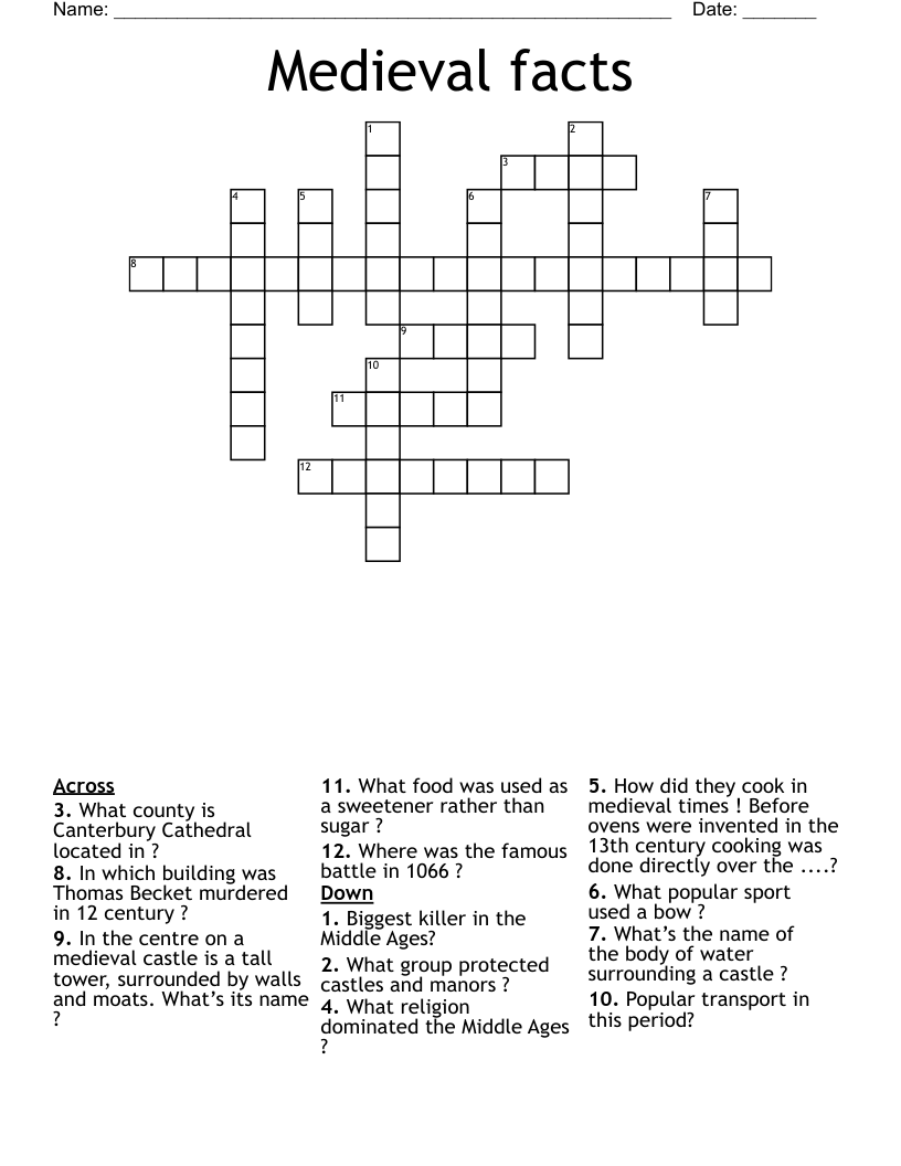 Medieval facts Crossword