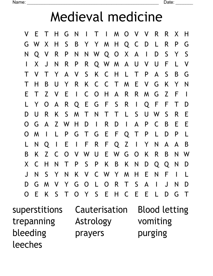 Medieval medicine Word Search