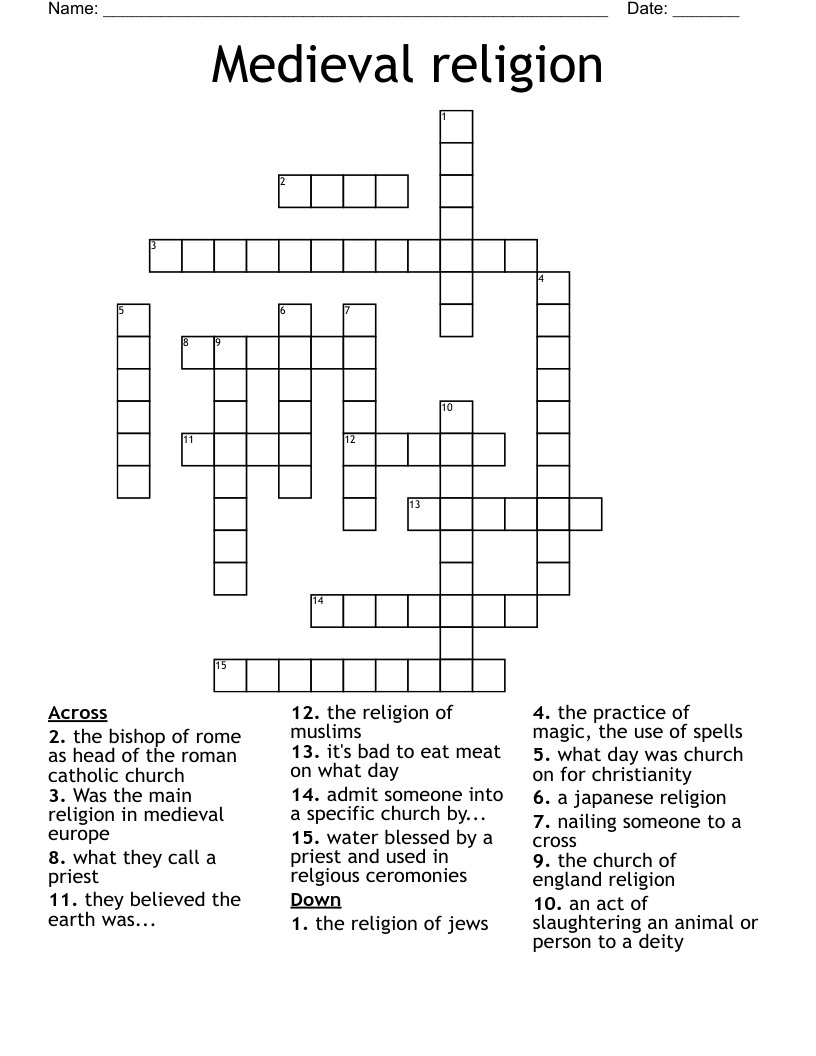 Medieval religion Crossword
