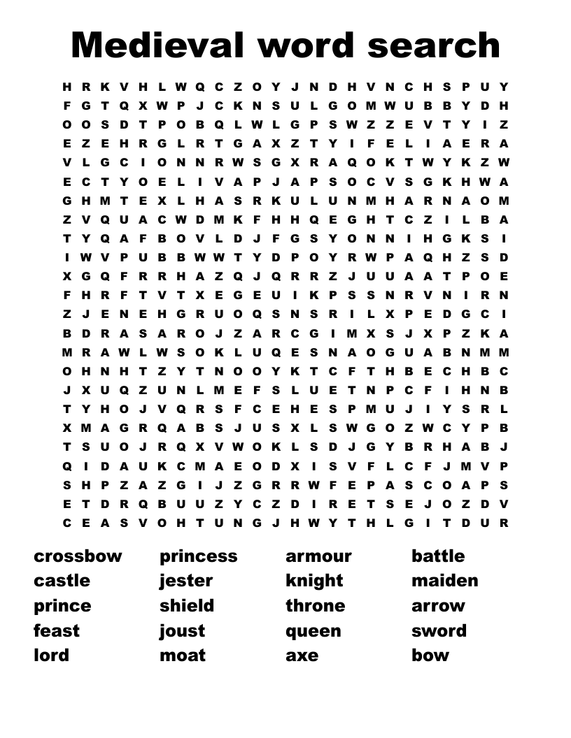 Medieval word search