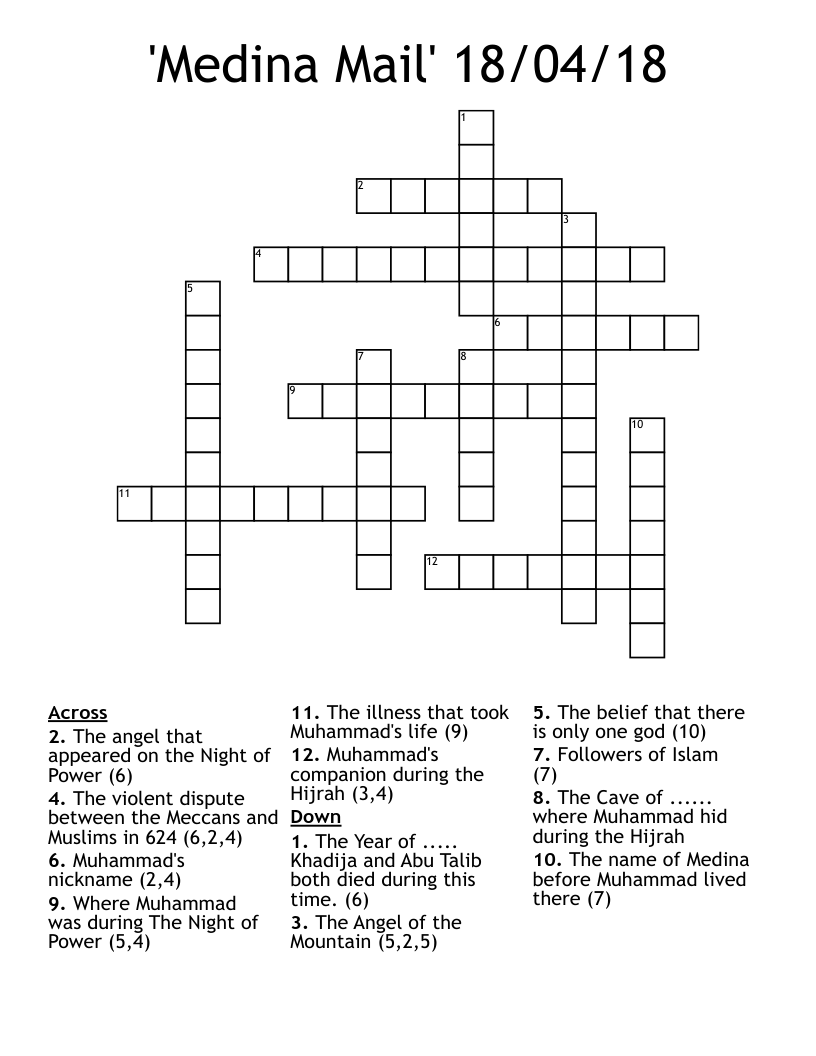 'Medina Mail' 18/04/18 Crossword