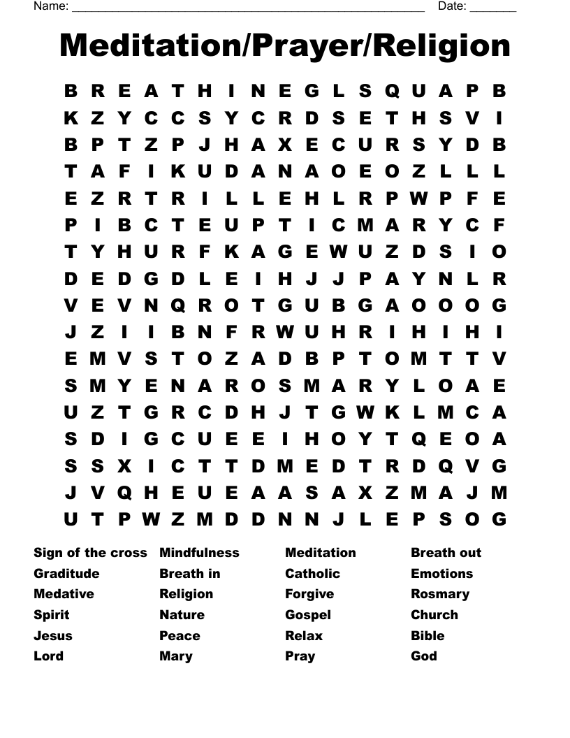 Meditation/Prayer/Religion Word Search
