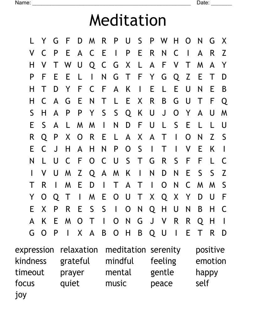 Meditation Word Search
