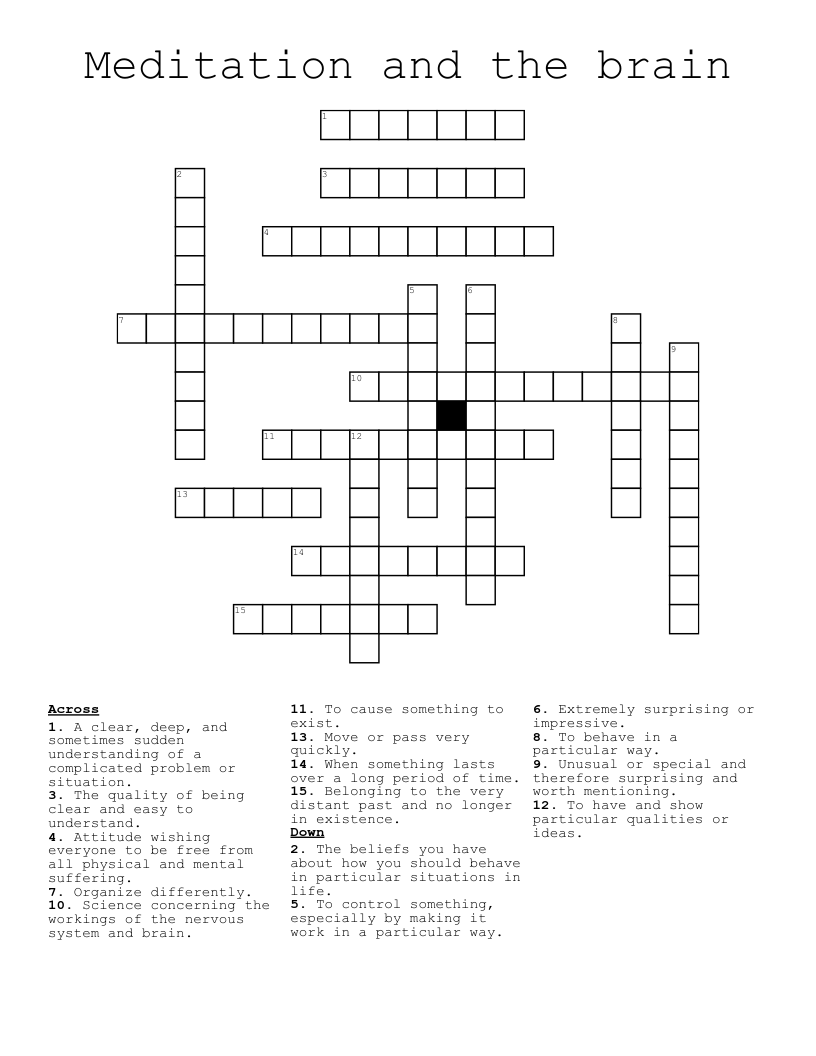 Meditation and the brain Crossword