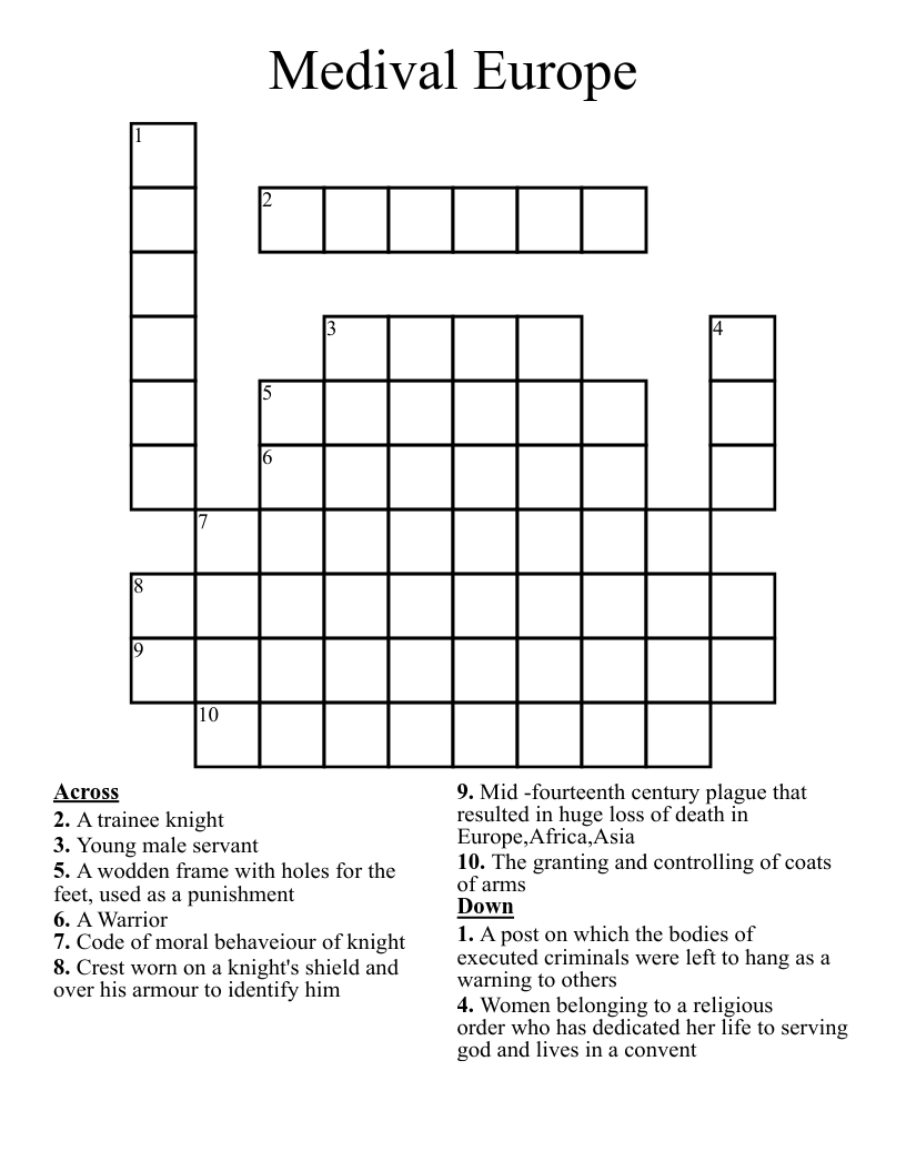 Medival Europe Crossword