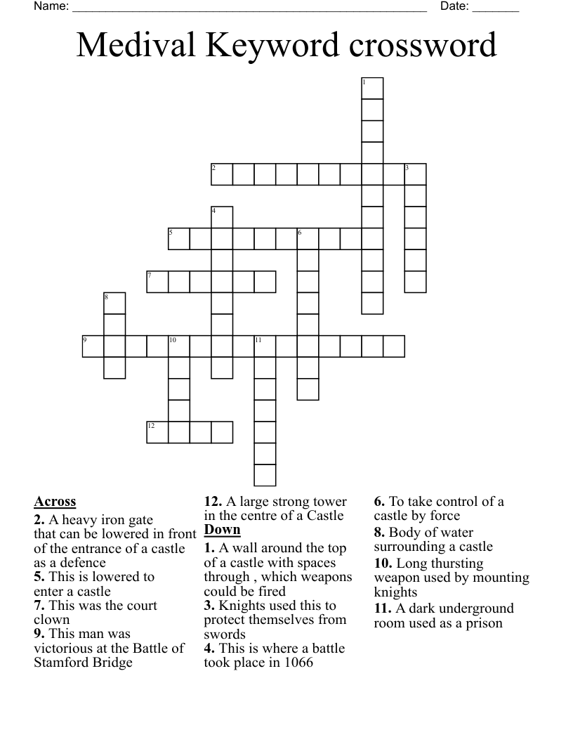 Medival Keyword crossword