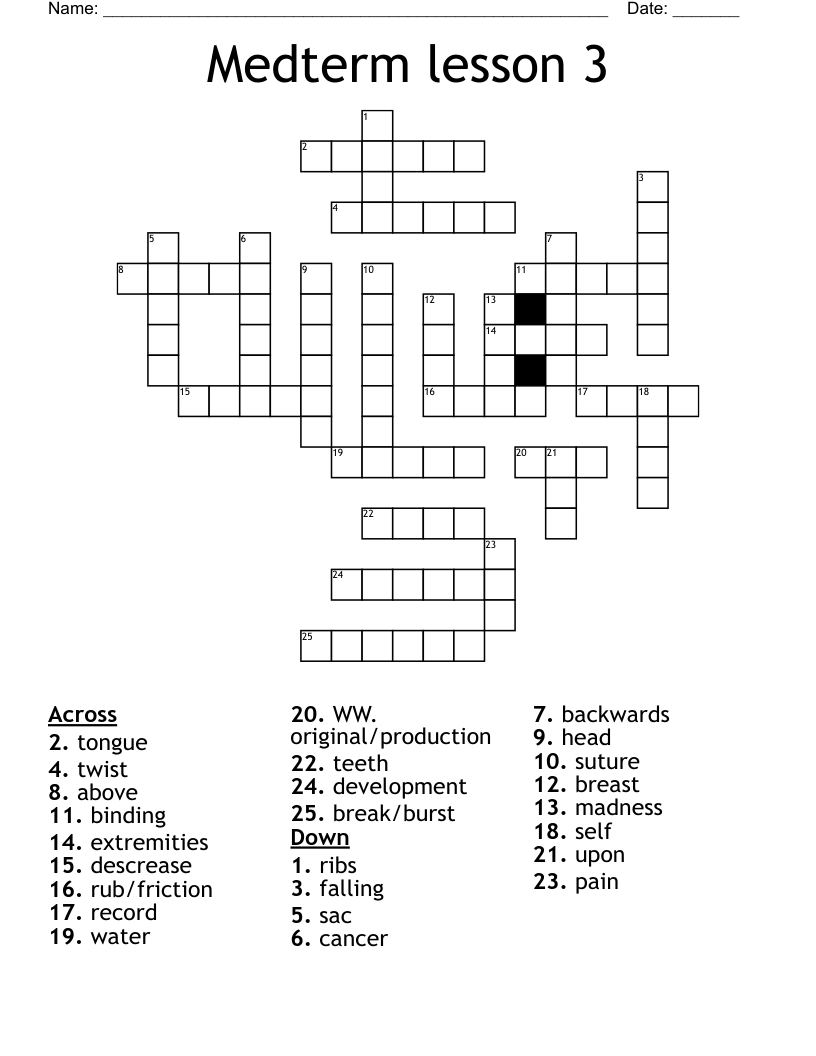 Medterm lesson 3 Crossword