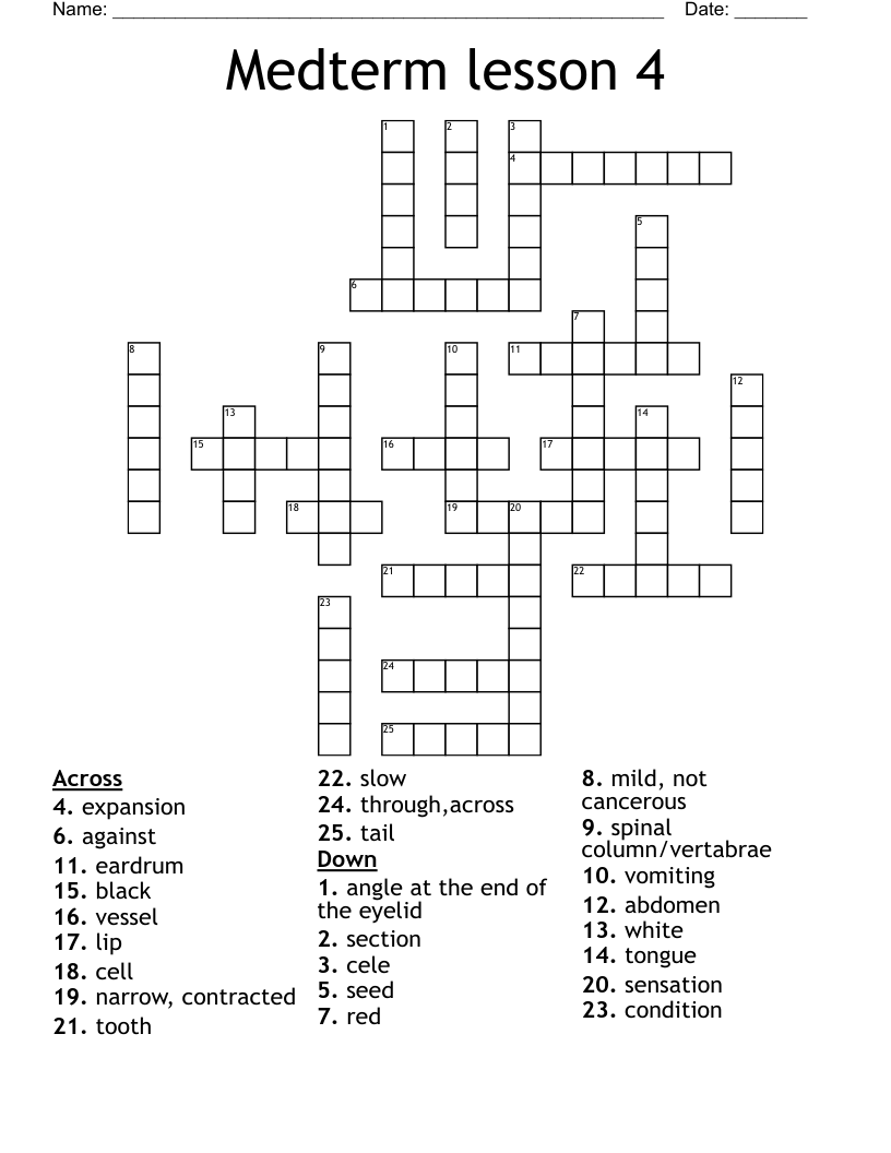 Medterm lesson 4 Crossword