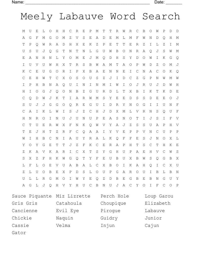 Meely Labauve Word Search