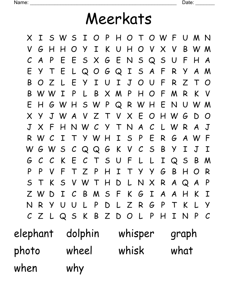 Meerkats Word Search