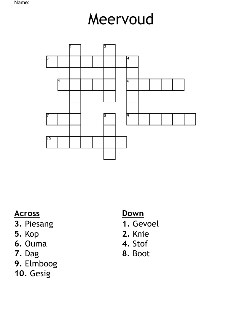 Meervoud Crossword