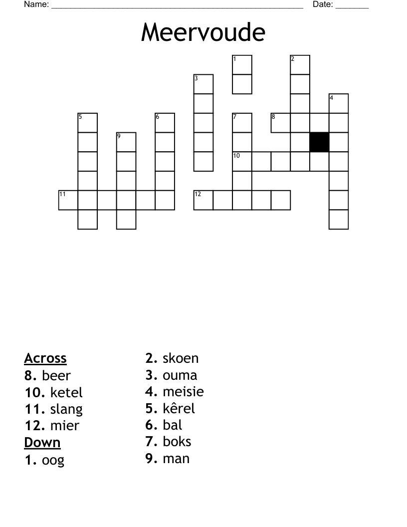Meervoude Crossword