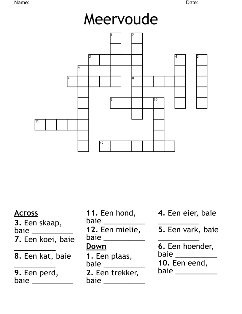 Meervoude Crossword