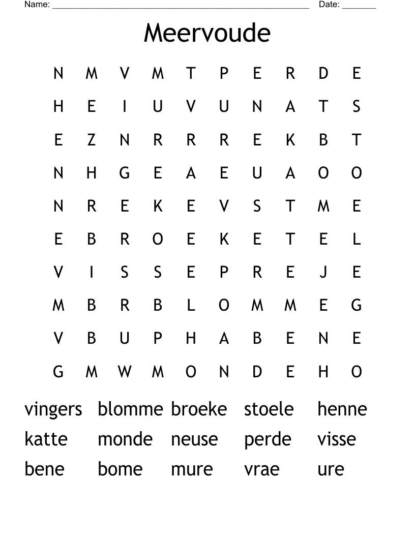 Meervoude Word Search